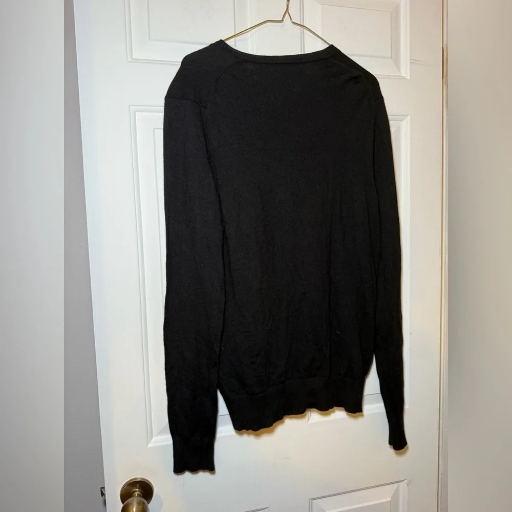 Banana Republic Men's Sweater Extra Fine Merino Wool Large Black V Neck